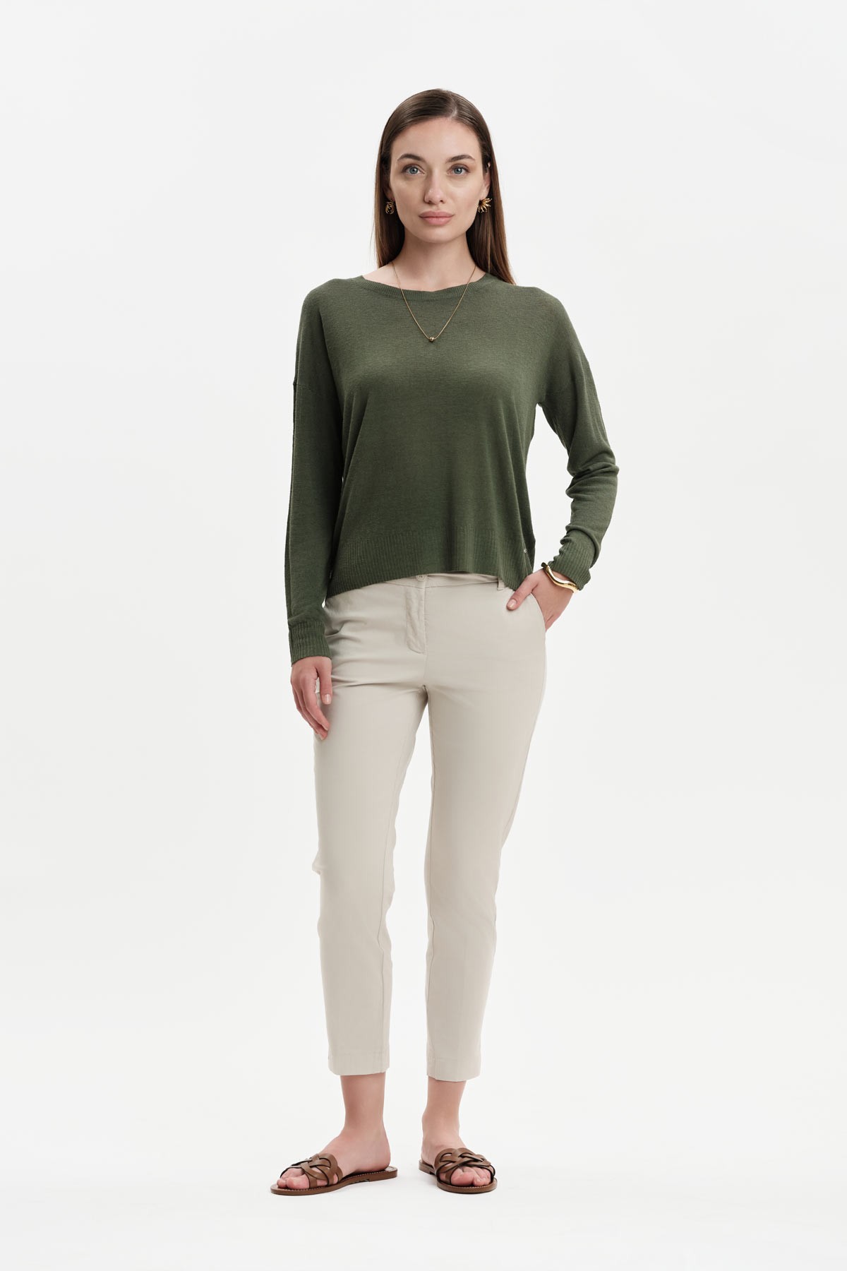 AURORA - PANTALONI CON SPACCHETTO IN RASATELLO - WW31400