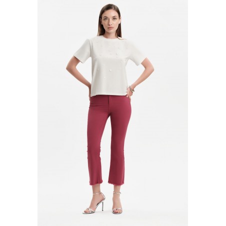 PANTALONI A ZAMPETTA SFRANGIATI GABARDINA - WW31412