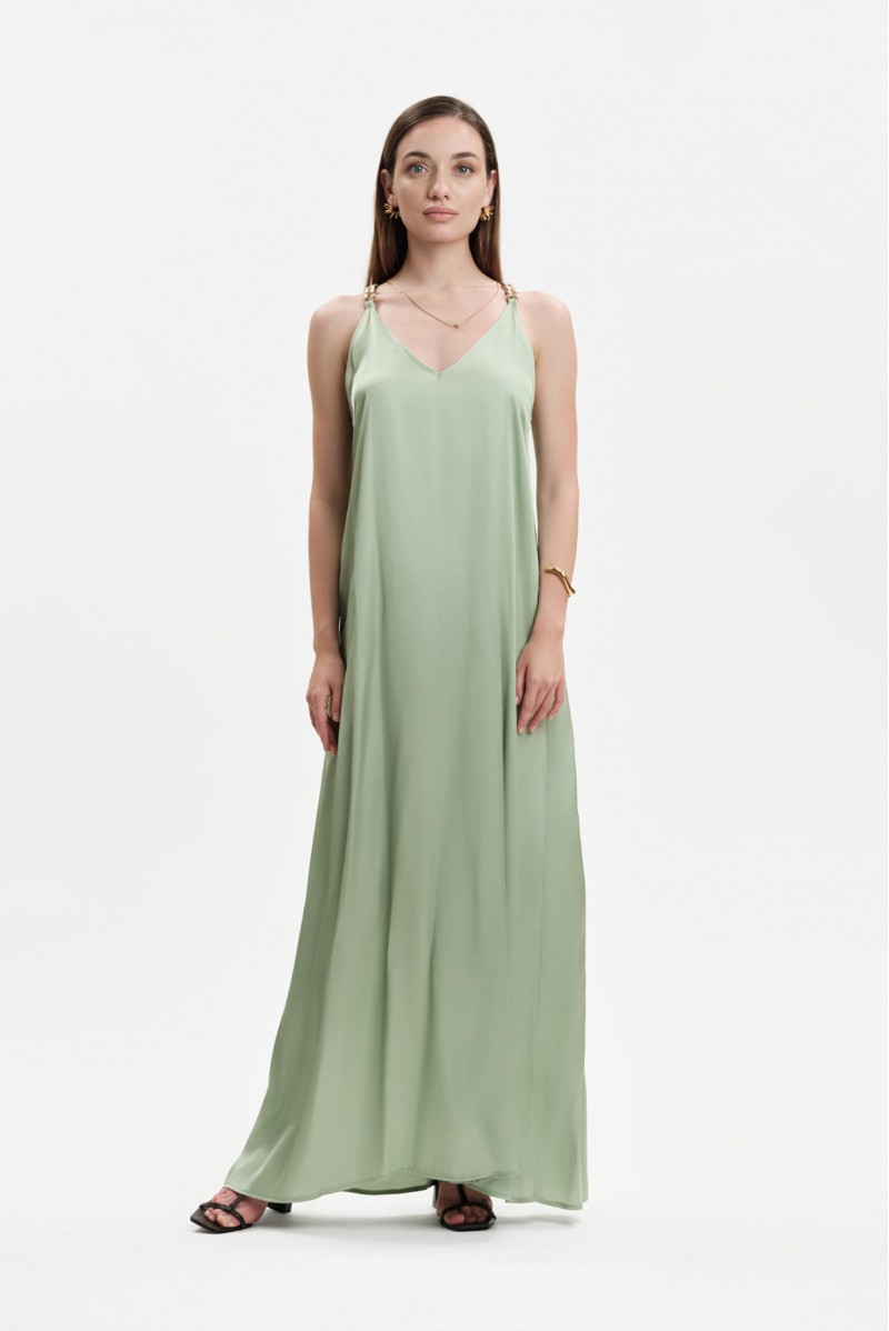 ABITO LUNGO IN RASO CON CATENA - WW31655