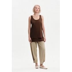 PANTALONI IN MISTOLINO CON BOTTONE ORLO - WW31727