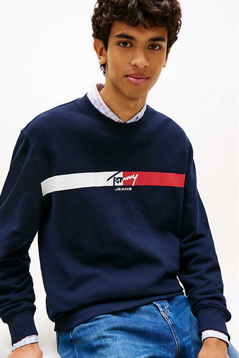 TOMMY HILFIGER FELPA GIROCOLLO JEANSERIA