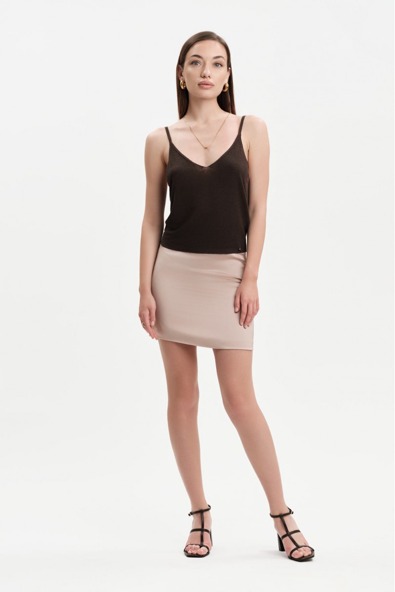 CANOTTA IN MAGLIA CON BRETELLINE MISTO LINO - WW31043