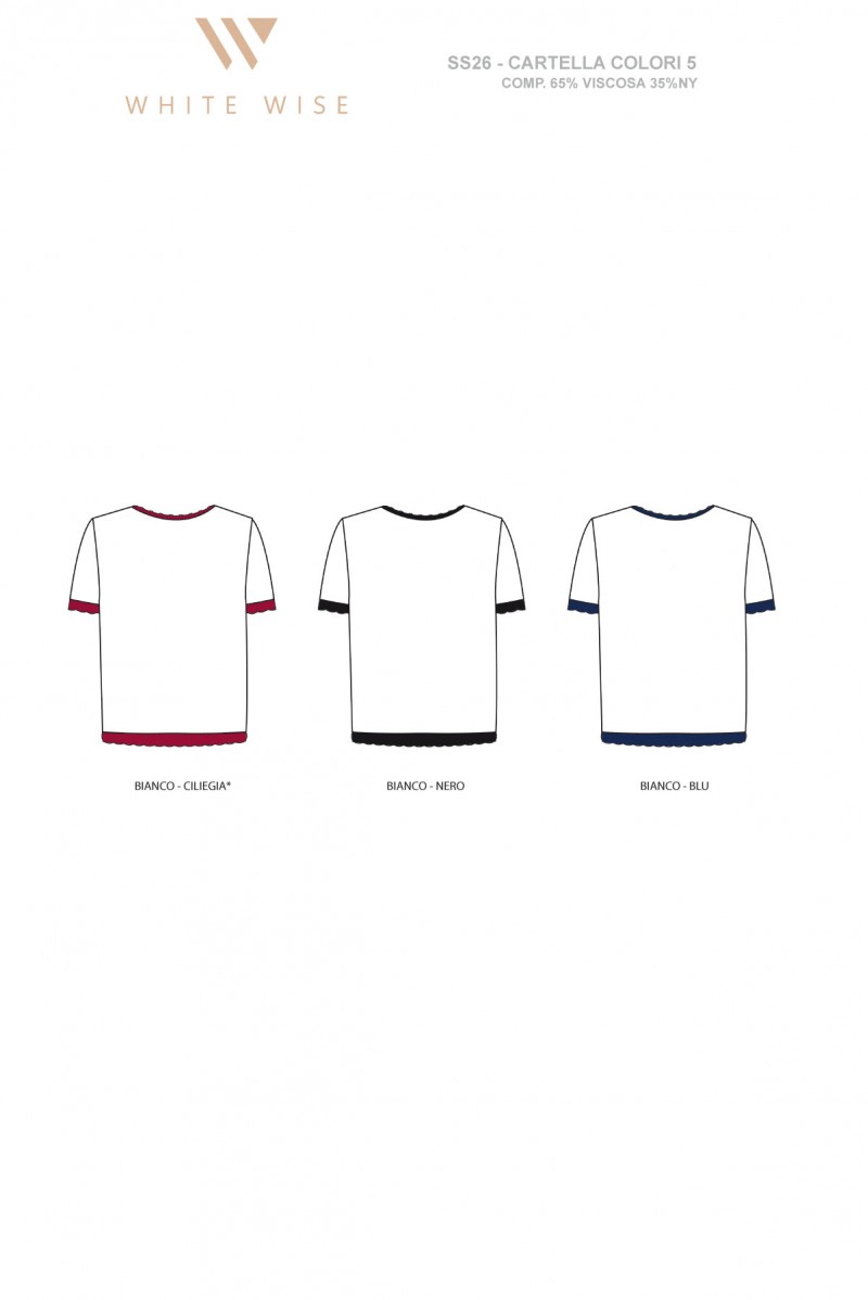WHITE WISE MAGLIA MANICA CORTA CON SMERLO A CONTRASTO - WW31046 