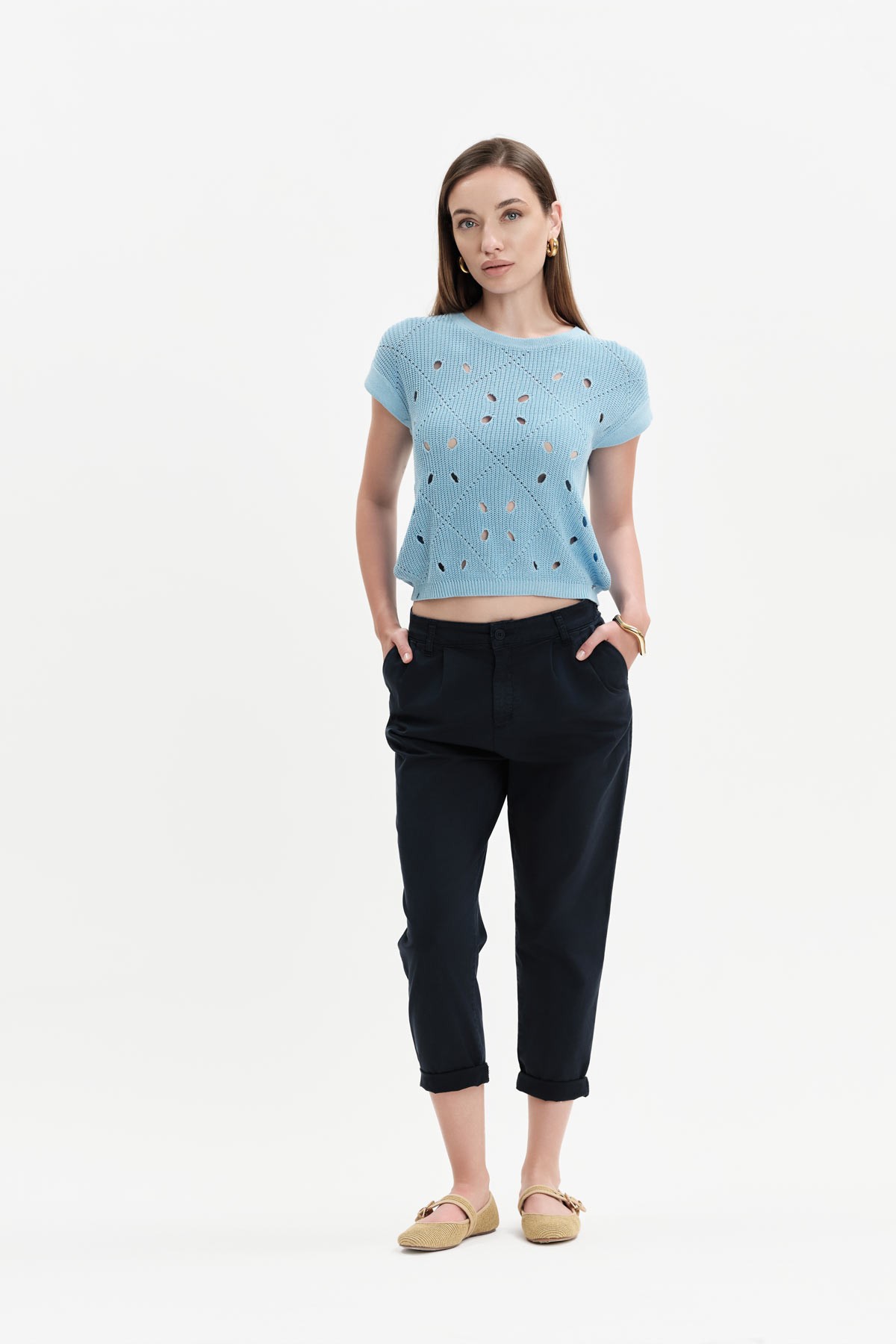 MAGLIA SMANICATA LAVORAZIONE TRAFORO - WW31066