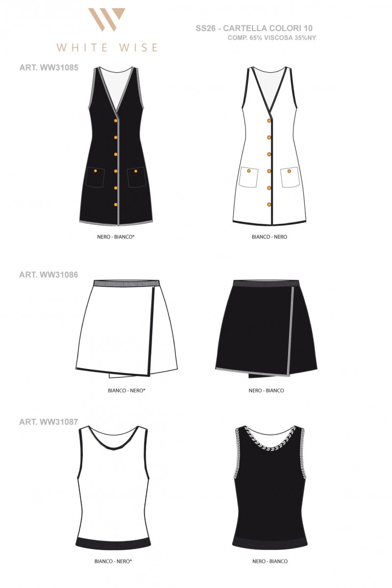 WHITE WISE CANOTTA IN MAGLIA CON DETTAGLIO TRECCINA - WW31087 