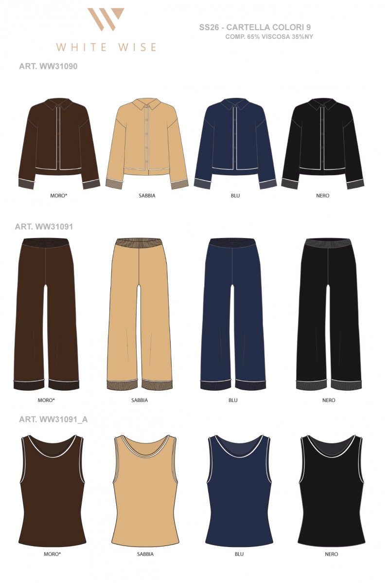 WHITE WISE PANTALONI CON PIPING - WW31091 