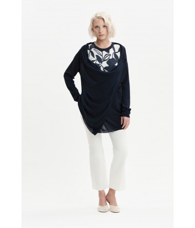 TOP IN MAGLIA FANTASIA CON BOTTONI ORO - WW31094