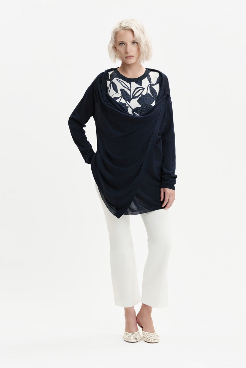 TOP IN MAGLIA FANTASIA CON BOTTONI ORO - WW31094