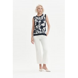 TOP IN MAGLIA FANTASIA CON BOTTONI ORO - WW31094