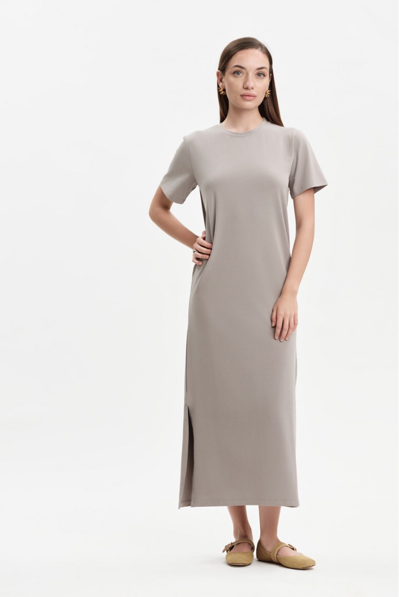 MAXI ABITO T-SHIRT CON SPACCO - WW31169