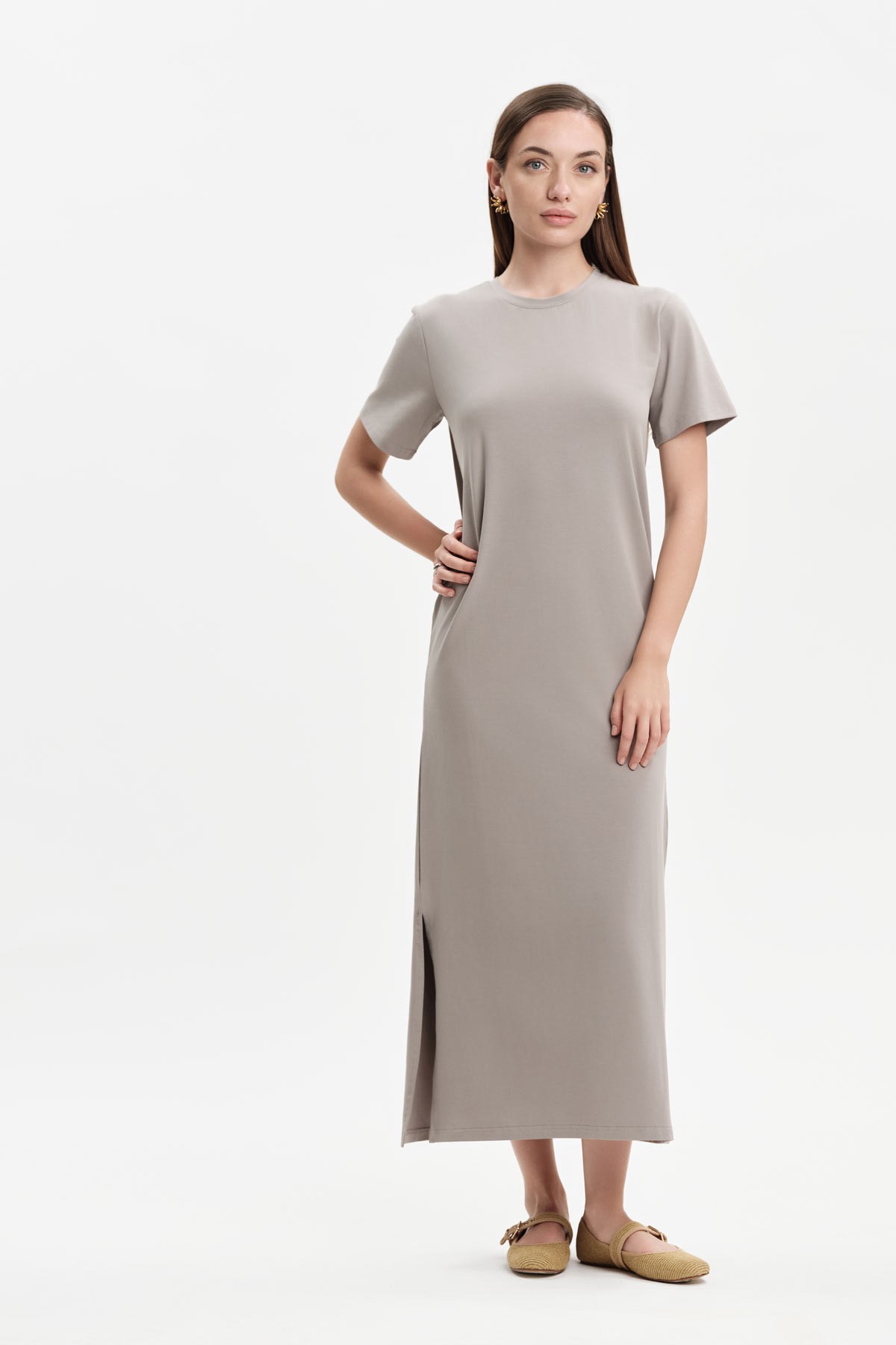 MAXI ABITO T-SHIRT CON SPACCO - WW31169