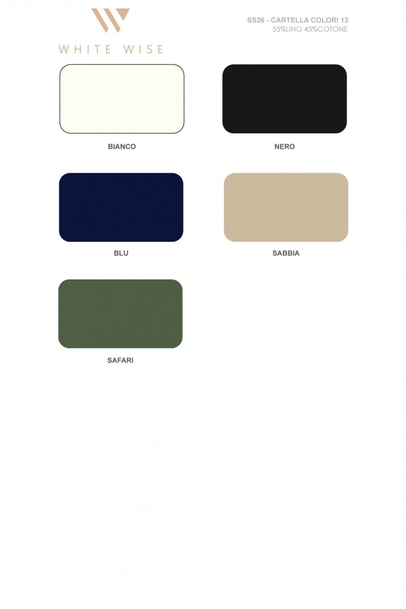 WHITE WISE TOP MISTO LINO CON PIEGONE - WW31177 