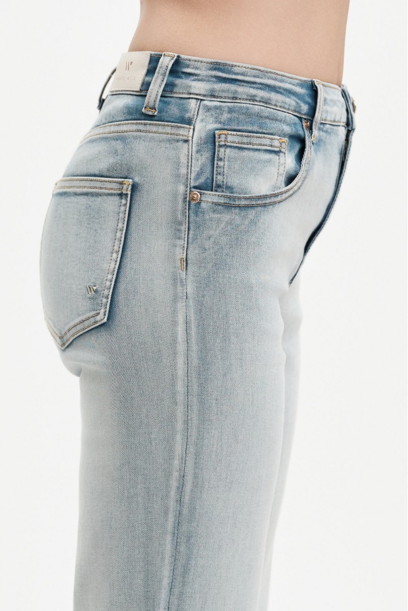 WHITE WISE MARY - JEANS CON RISVOLTO E OCCHIELLI DORATI - WW31213 