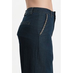 PANTALONI AMPI IN CHAMBRAY CON CATENA - WW31251_A