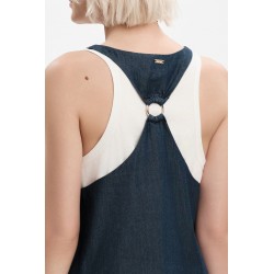 TOP CON DOPPIO PANNELLO IN CHAMBRAY - WW31262