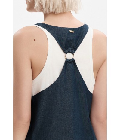 TOP CON DOPPIO PANNELLO IN CHAMBRAY - WW31262