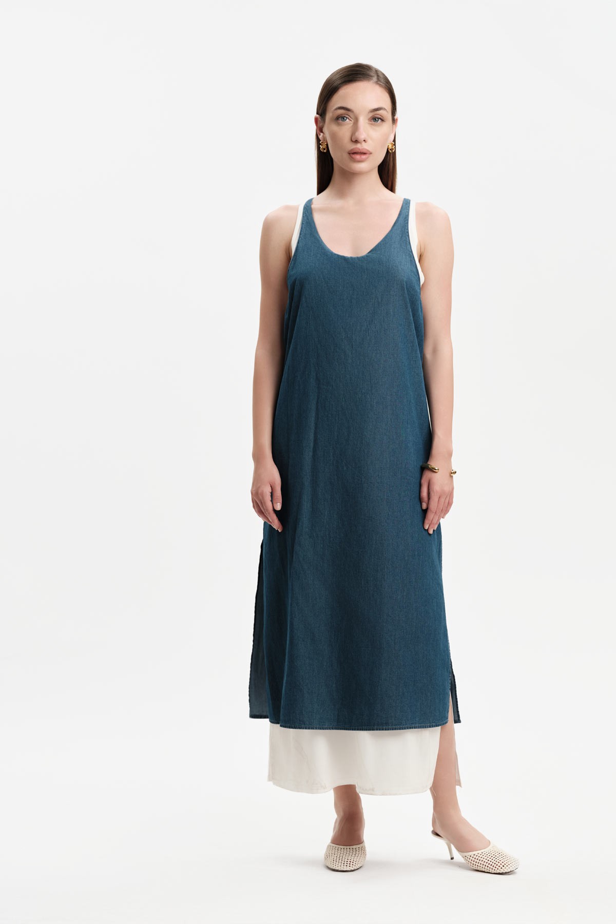 ABITO CON DOPPIO PANNELLO IN CHAMBRAY - WW31263