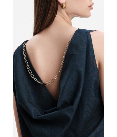 TOP IN CHAMBRAY CON DRAPPEGGIO E CATENELLA - WW31264