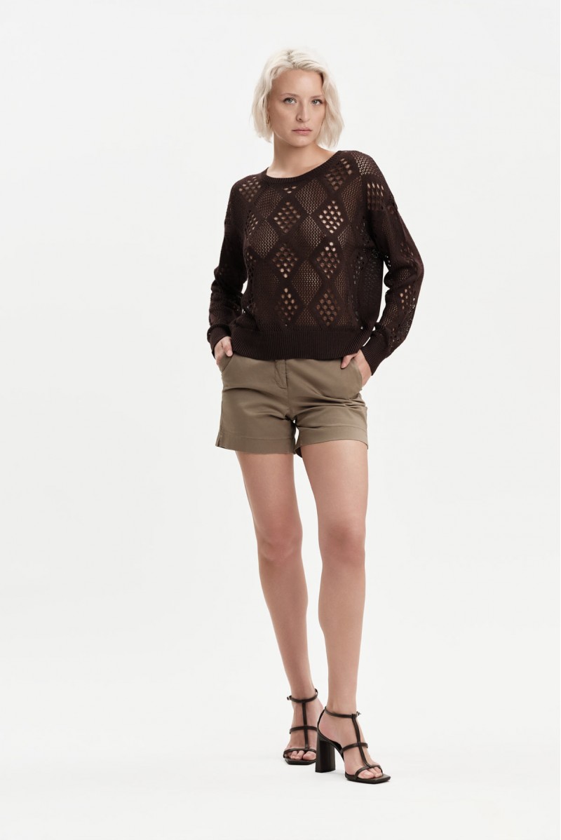 SHORTS CON SPACCHETTO IN RASATELLO - WW31407