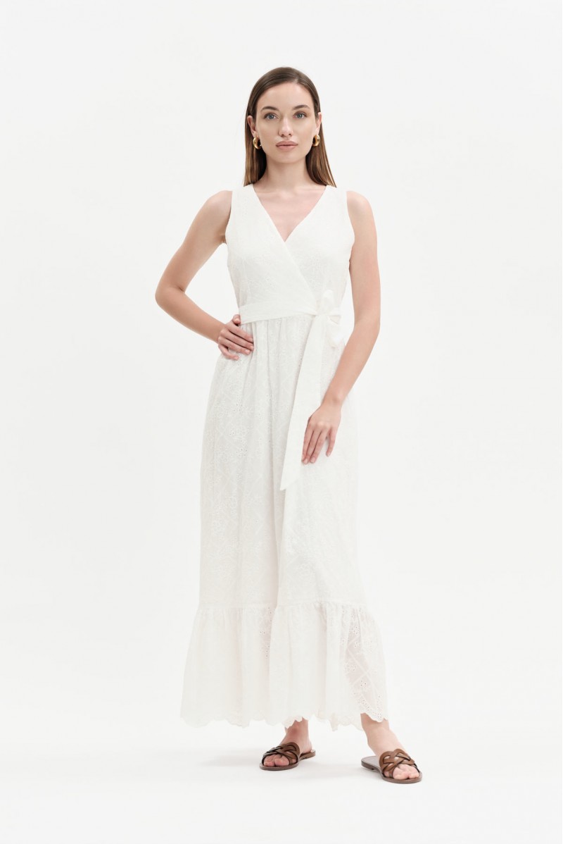 ABITO LUNGO IN SANGALLO SCOLLO INCROCIATO - WW31500