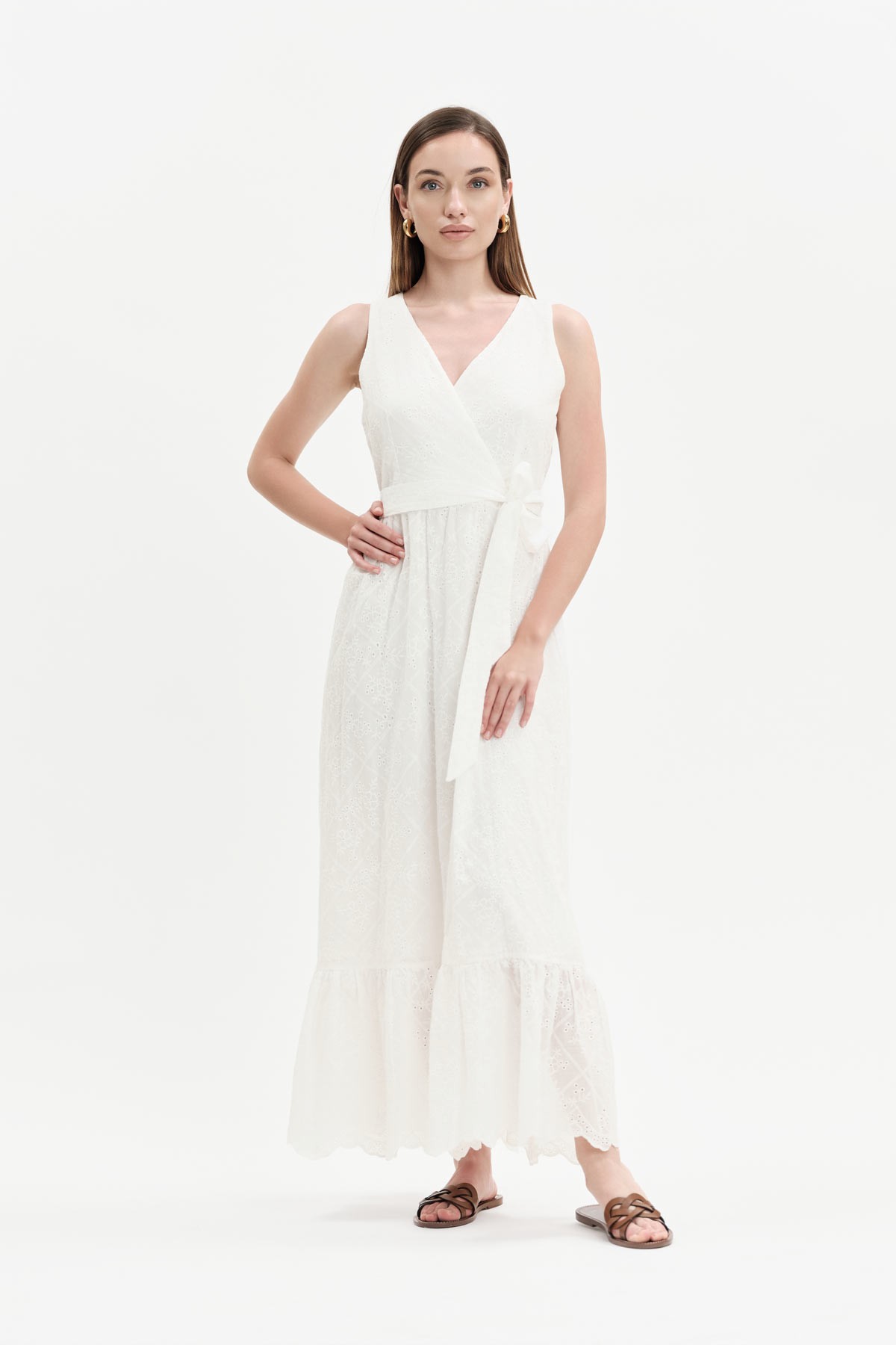 ABITO LUNGO IN SANGALLO SCOLLO INCROCIATO - WW31500