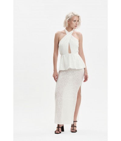 ABITO LUNGO IN SANGALLO CON FASCE INCROCIATE - WW31503