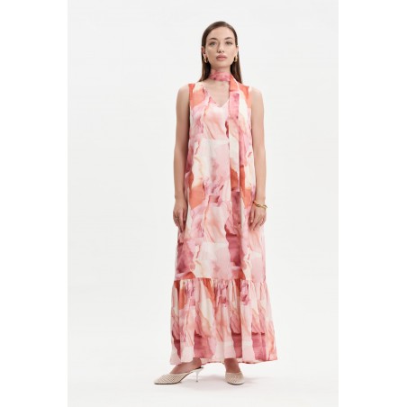 ABITO LUNGO FANTASIA SCOLLO A V - WW31533