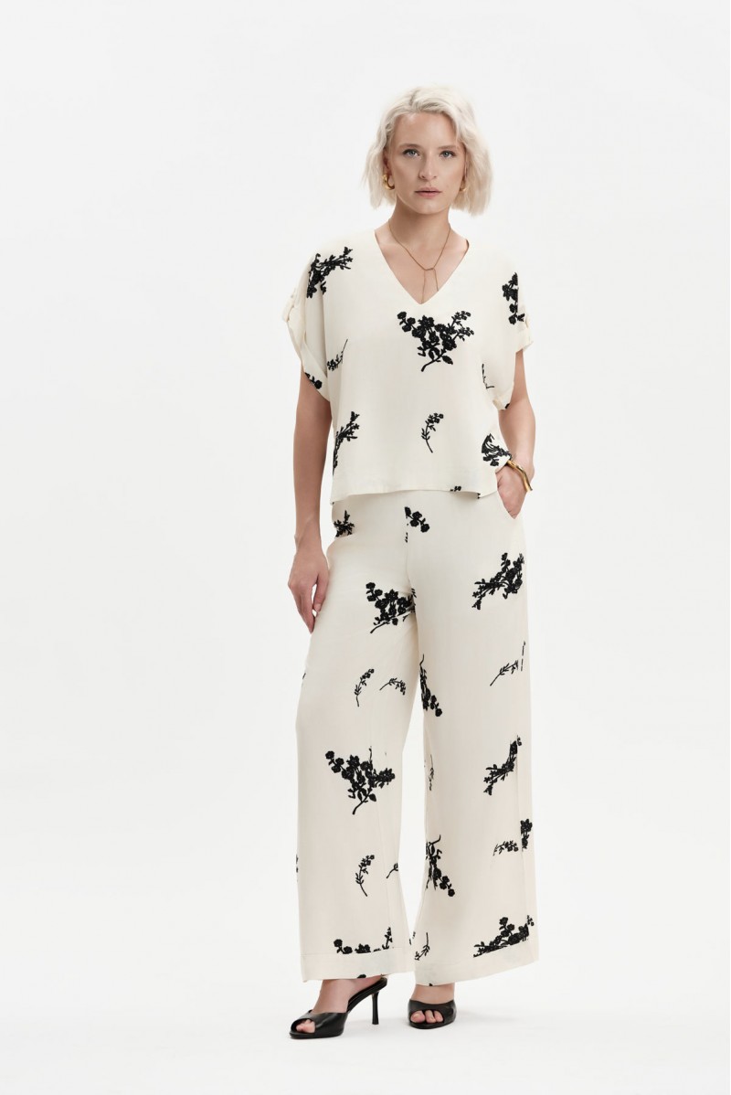 WHITE WISE PANTALONI SVASATI FANTASIA FLOREALE - WW31540 