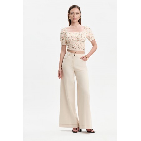 PANTALONI PALAZZO EFFETTO DENIM - WW31603