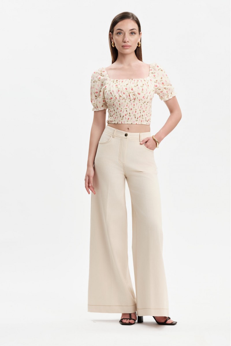 PANTALONI PALAZZO EFFETTO DENIM - WW31603