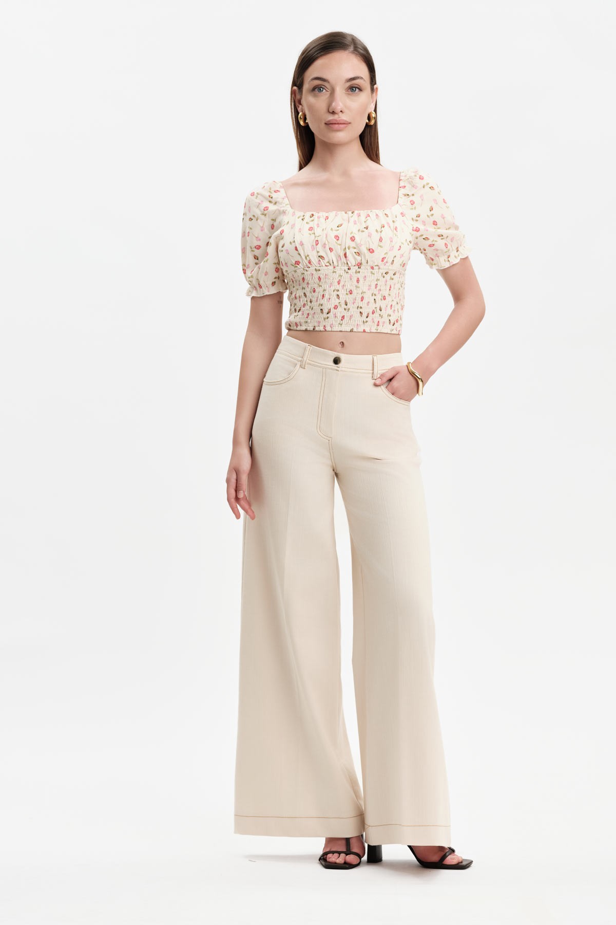 PANTALONI PALAZZO EFFETTO DENIM - WW31603