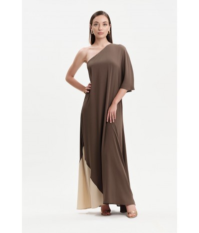 ABITO MONOSPALLA IN GEORGETTE BICOLORE - WW31659