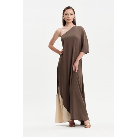 ABITO MONOSPALLA IN GEORGETTE BICOLORE - WW31659