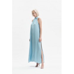 ABITO LUNGO IN  RASO SCOLLO ALL'AMERICANA - WW31802