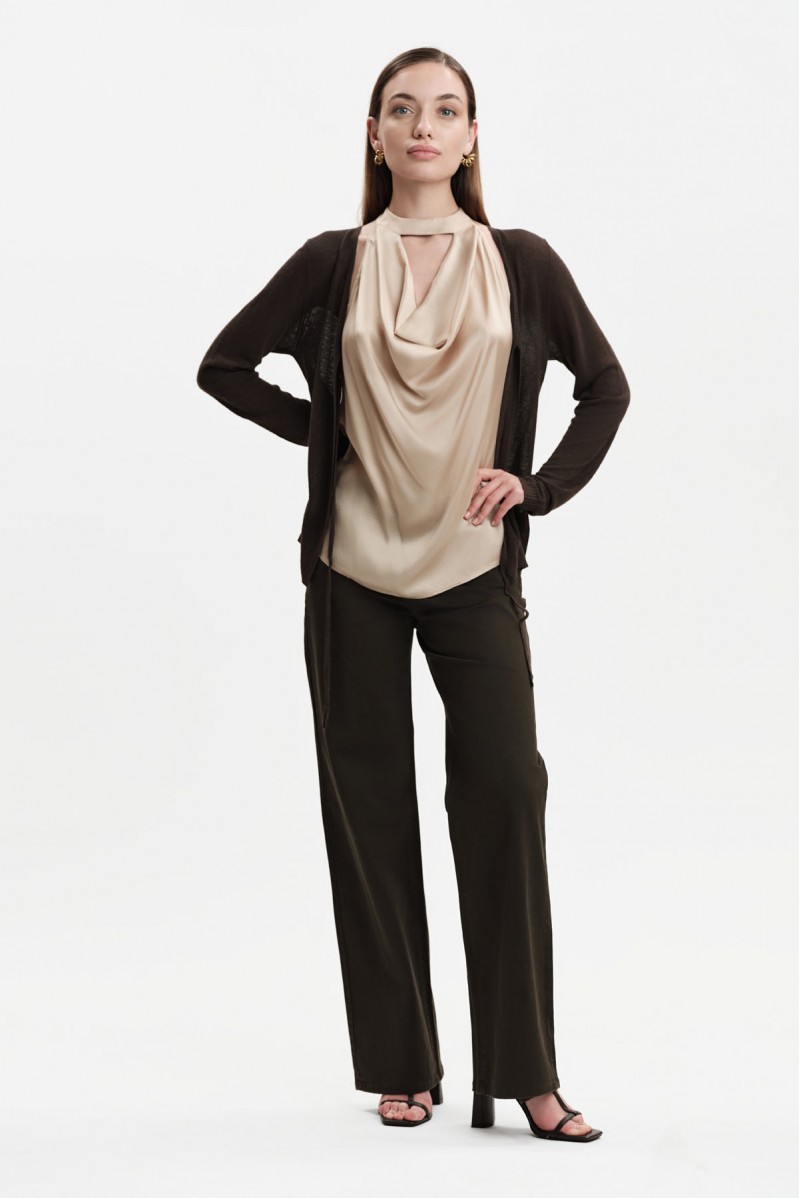 TOP IN RASO CON SCOLLO A GOCCIA - WW31815