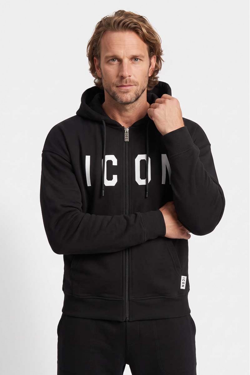 ICON FELPA ZIP CAPPUCCIO...